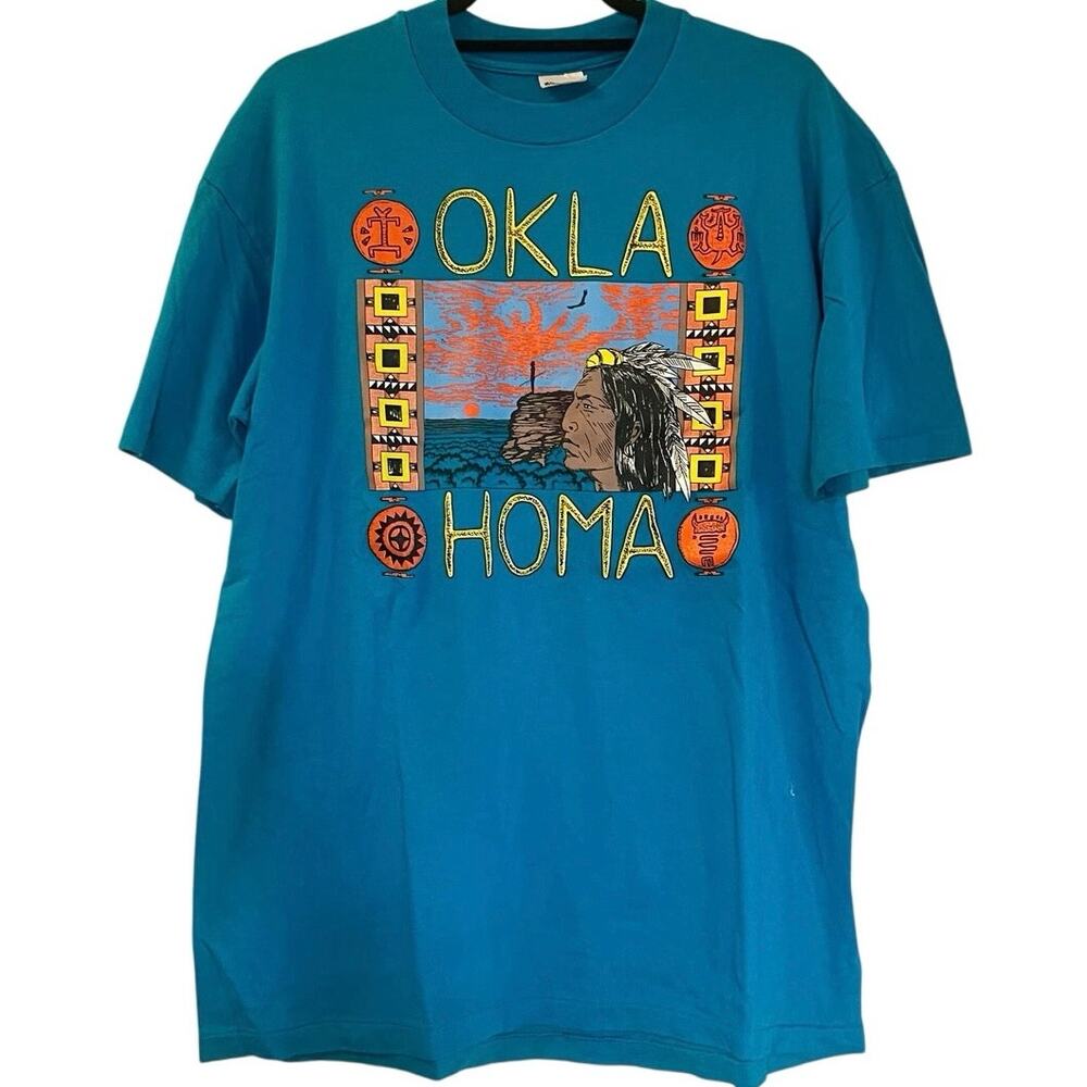 Vintage 80s Oklahoma Tribal Nature Single Stitch Shirt Adult XL